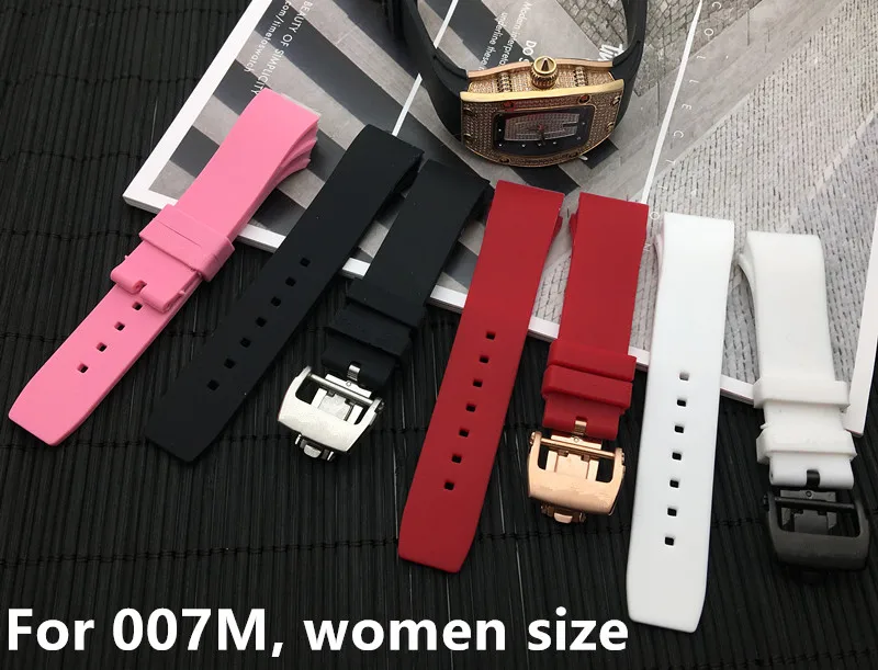 

Brand18mm Soft Nature Soft Silicone Rubber Watchband For Richard Watch Mille Strap band women Bracelet butterfly buckle logo 07M