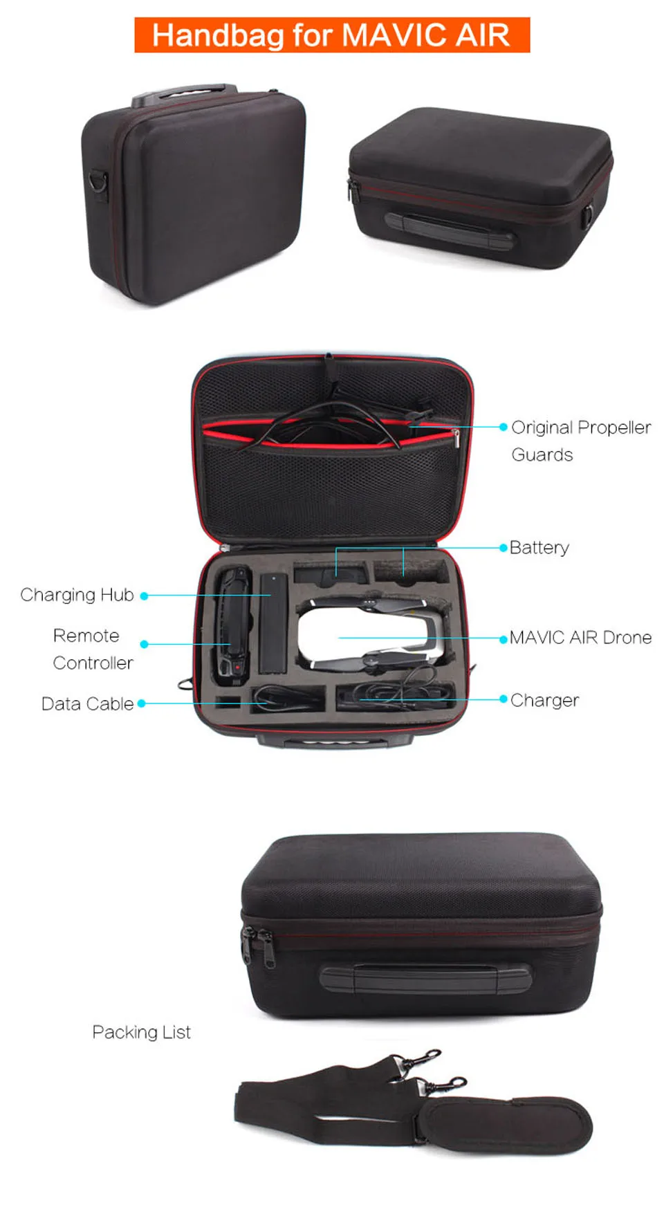DJI Мавик Air Case, Водонепроницаемый Портативный путешествия рюкзак Ручной Чехол для DJI Mavic воздуха и все аксессуары