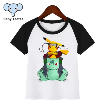 

Children New Cartoon T-shirt Naruto Pikachu with Thor Armor Cartoon Diy Print T Shirt Kids Fashion Clothing T Shirt