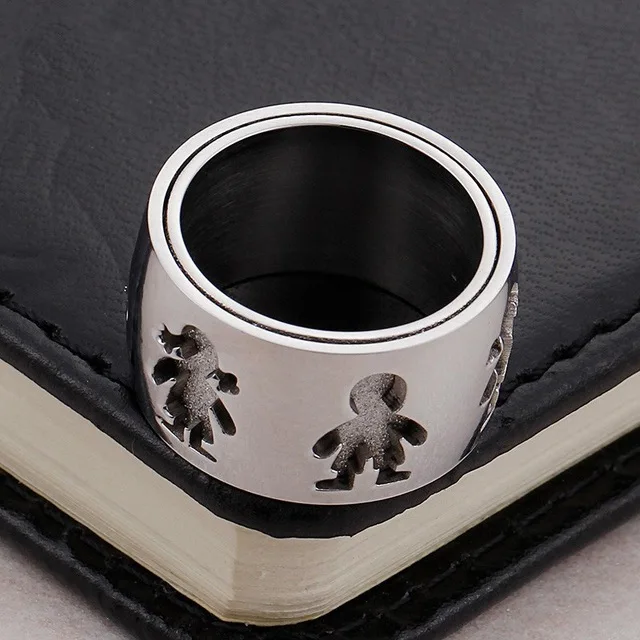 Top Quality Stainless Steel Little Boy With Girl 12mm Wide Rings New Design Women Unisex Finger Rings Fashion Jewelry