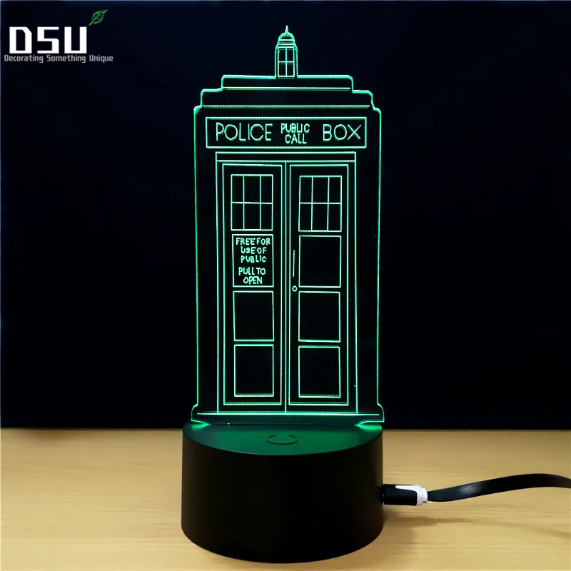 

7 Colors Change Lamp Police Box 3D Lamp Acrylic LED USB Table Lamp Lights Multi-colored Bulbing Light Touch Control