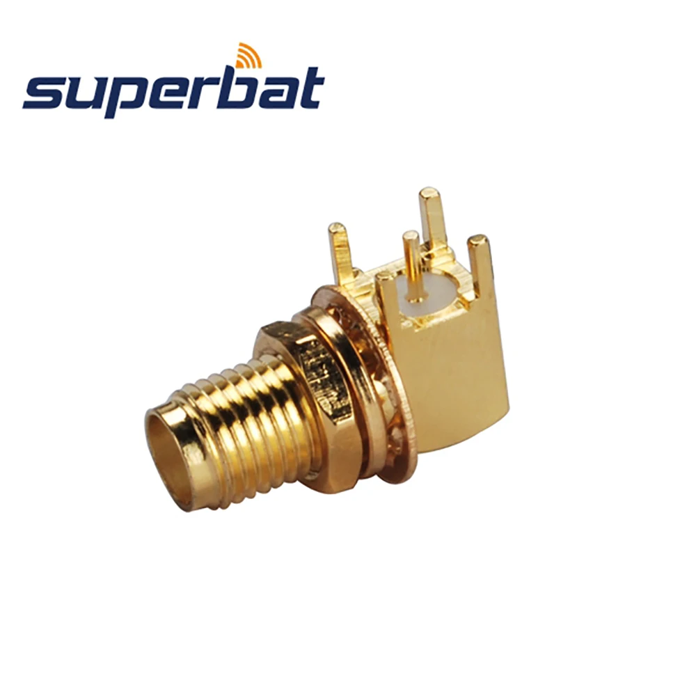 10 Pcs SMA Right Angle PCB Thru Hole Bulkhead Jack Female RF Coaxial