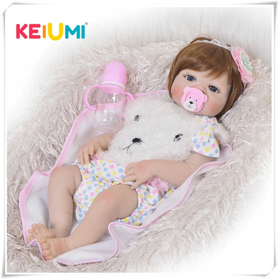 KEIUMI 23 pouces Reborn bébé fille poupée pleine Silicone vinyle bébé Reborn réaliste princesse bébé jouet poupée pour la fête des enfants cadeaux