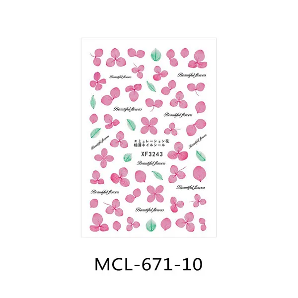 50 шт./партия японский 3D стикер для ногтей цветочный узор Летние маленькие свежие наклейки для ногтей DIY модные обертывания советы маникюрный Декор Инструменты - Цвет: MCL-671-10