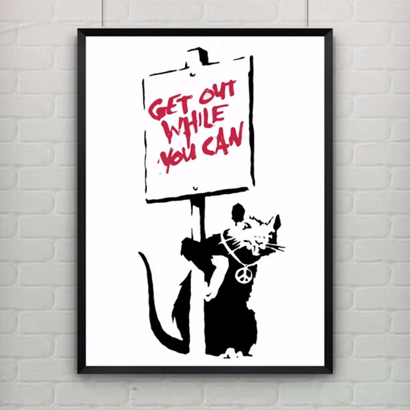 BANKSY RAT COLOURFUL COLLECTION GRAFFITI CANVAS PRINT PICTURE POSTER WALL ART