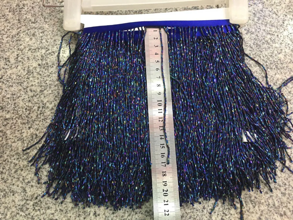 buy stock tassel lace stock 5 yards bag ym331# 17cm New fantasy blue tassel is on the market for sawing dress Free shipping