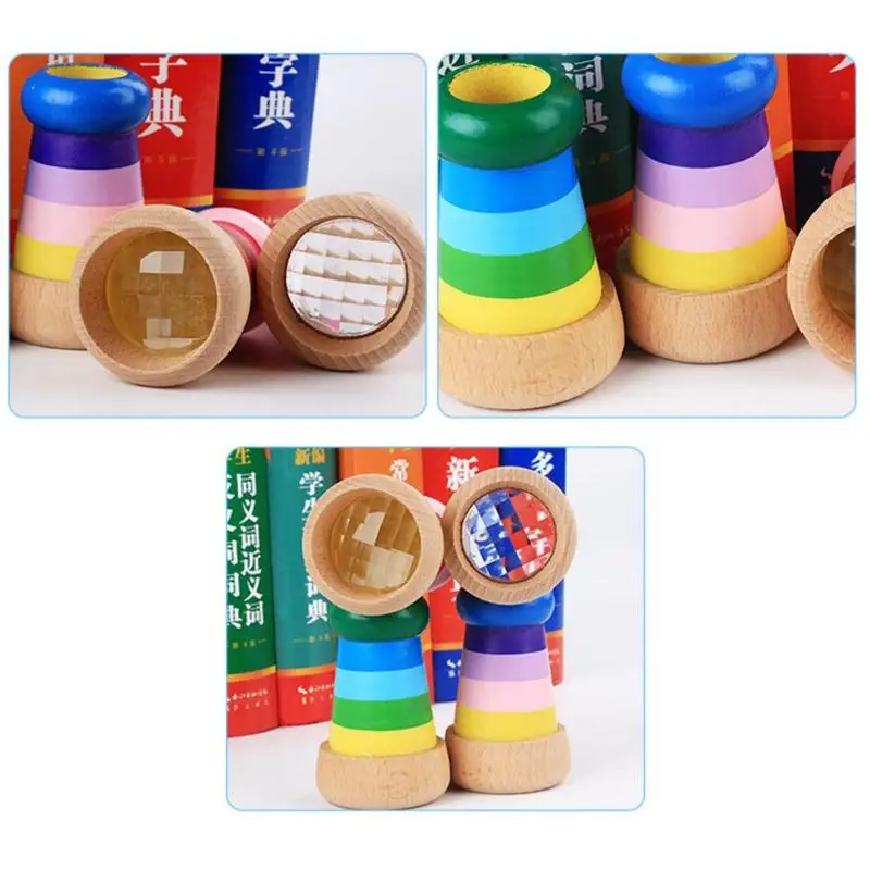 Kids Wooden Magic Kaleidoscope Toys Children Learning Educational Puzzle Toys Baby Birthday Christmas Gifts Funny Classic Toys