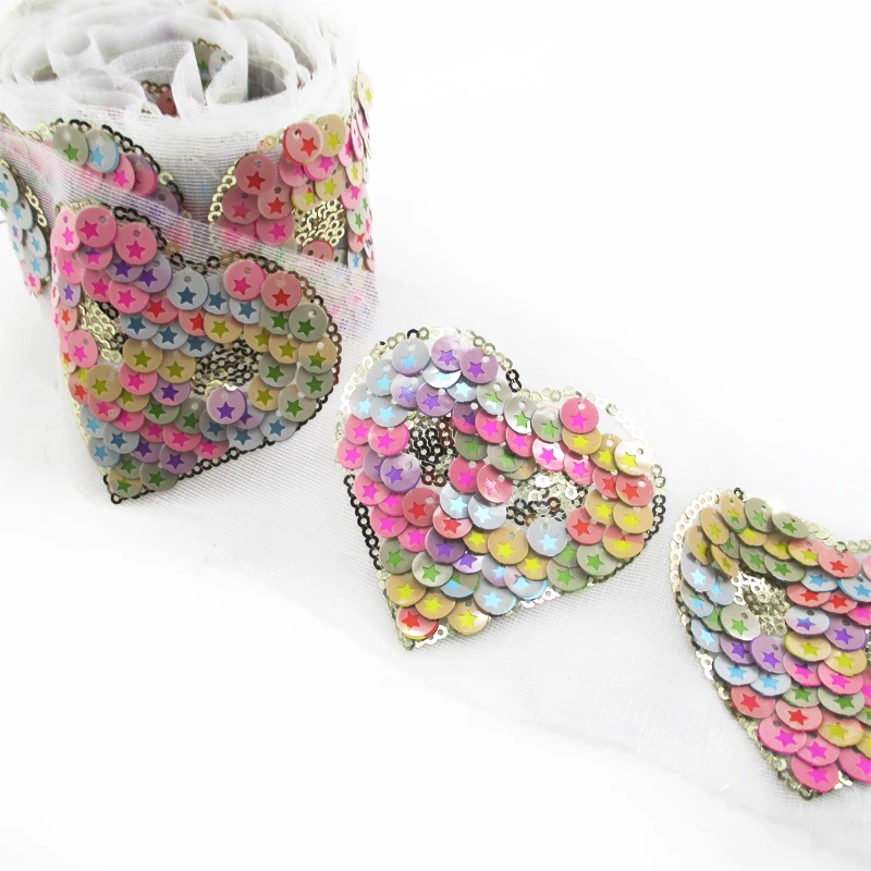 

david angie 25pcs Sequin Shabby Heart Chiffon Flowers DIY Kids Hair Accessories Frayed Fabric Flowers for Headbands,25Yc3438