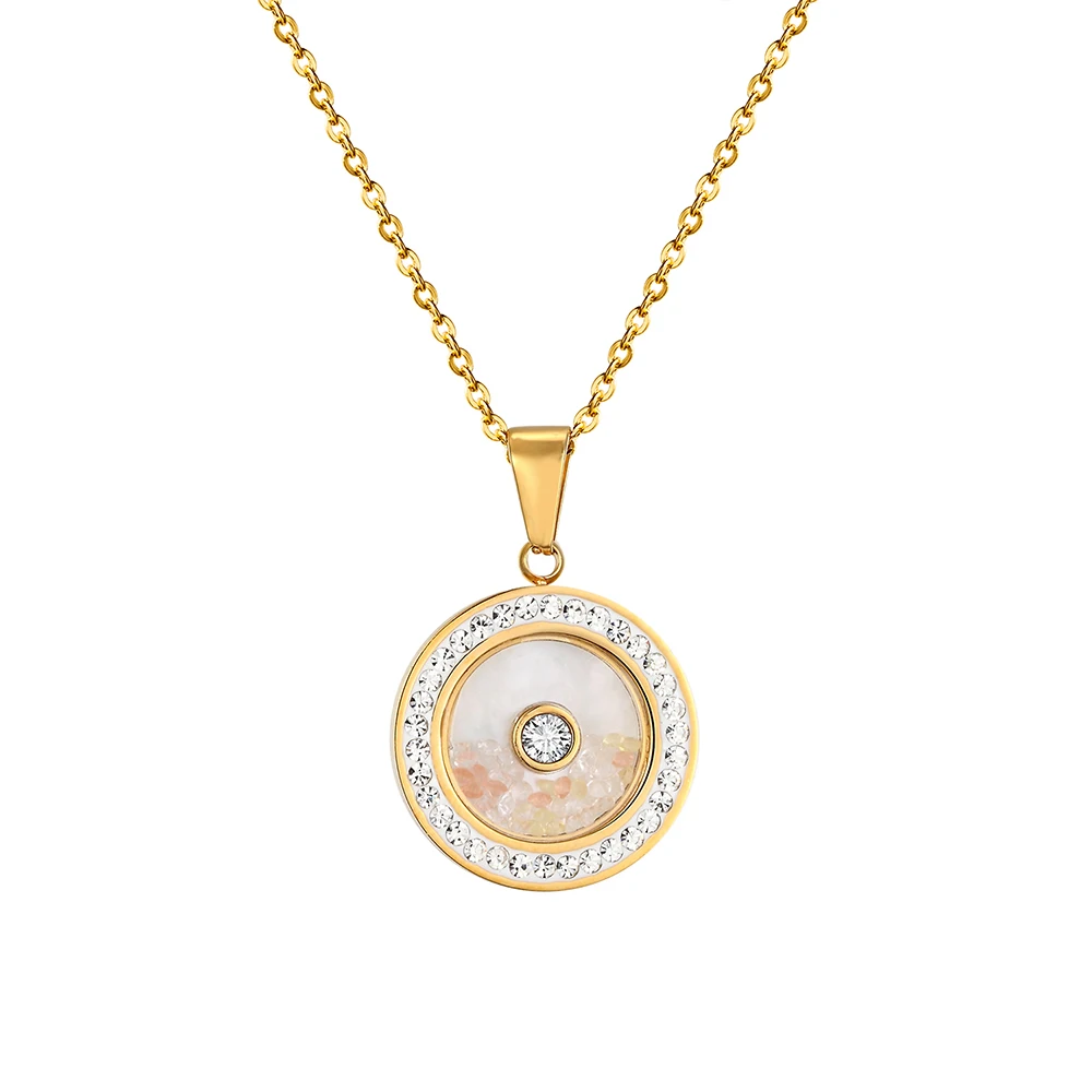 Female Necklace Classic Permanent Inner Shells Crystal And Glass Outside Pendant Necklace Jewelry For Women