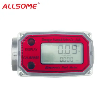 

ALLSOME 1 inch Electronic Turbine Diesel Gasoline Kerosene Fuel Flow Meter Red HT1604