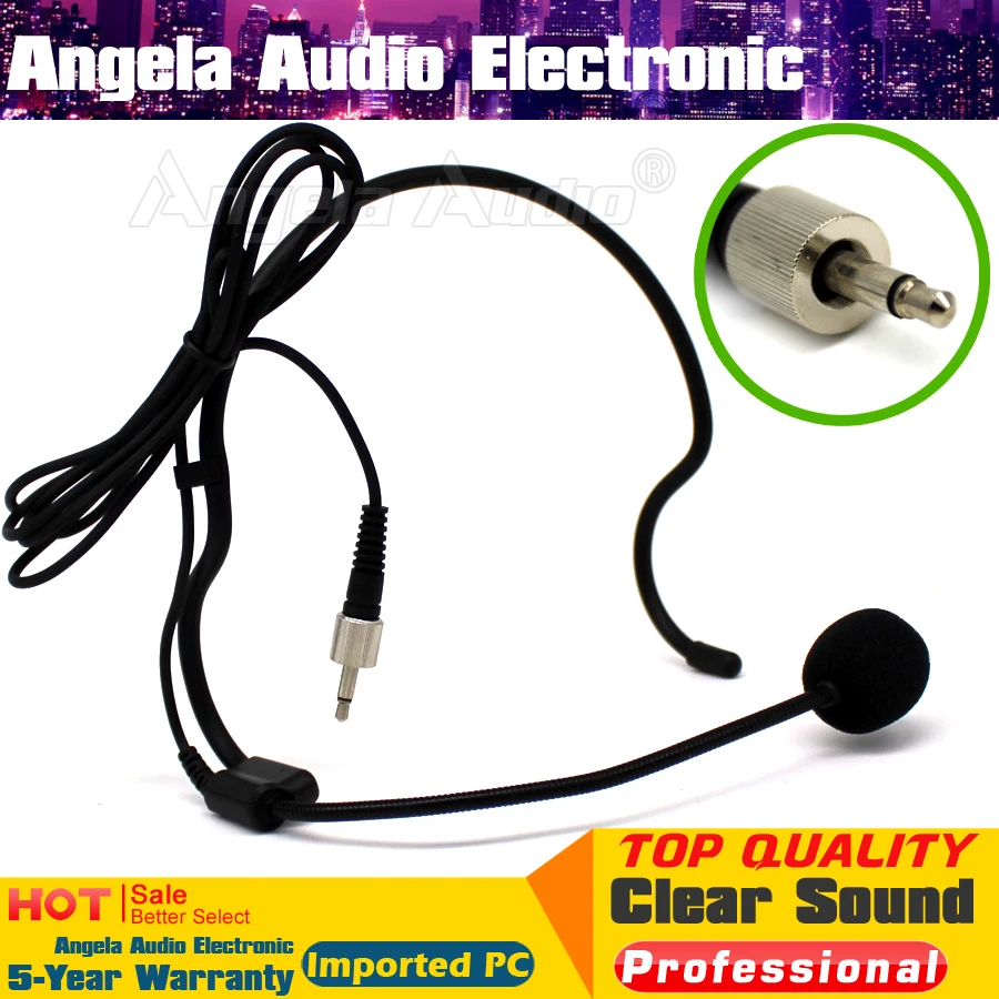 3.5 ملليمتر المسمار قفل التوصيل Headworn المكثف سماعة رأس مع ميكروفون Mic Microfono مايك لاسلكي نظام الكاريوكي Bodypack الارسال
