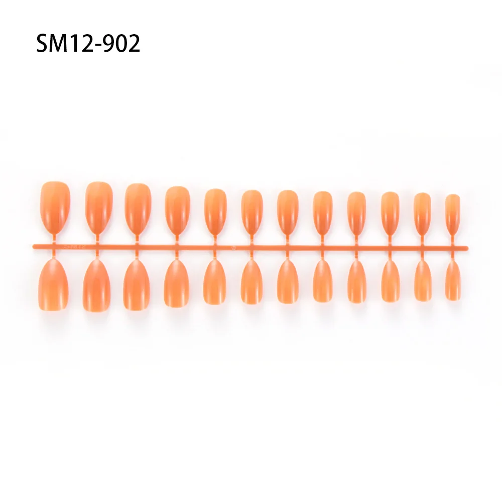 24 PCS Stiletto Fake Nails 28 Styles Long Size Pointed Solid Color DIY Nail Art Press On Nails Tips Accessory Full False Nails - Цвет: 902