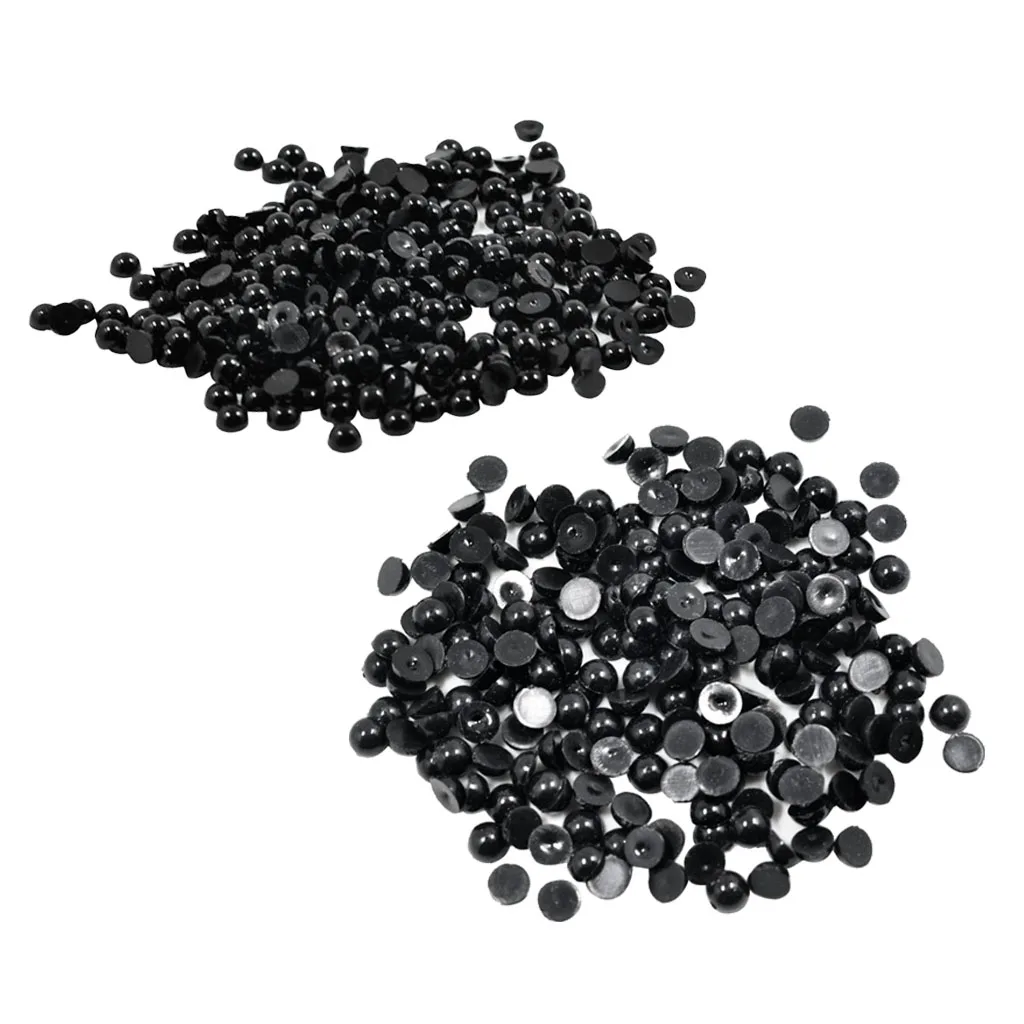 500pcs Mixed Sizes Black Flat Back Cabochons Half-Round Pearl For Wedding Decors Jewelry Making Clothe Sewing
