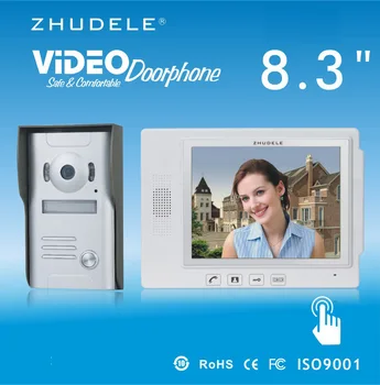 

ZHUDELE Home Security Intercom 8.3"Display Wired Video Door Phone Touch Key Doorbell & IR 700TVL HD Home Security CCD Camera 1V1