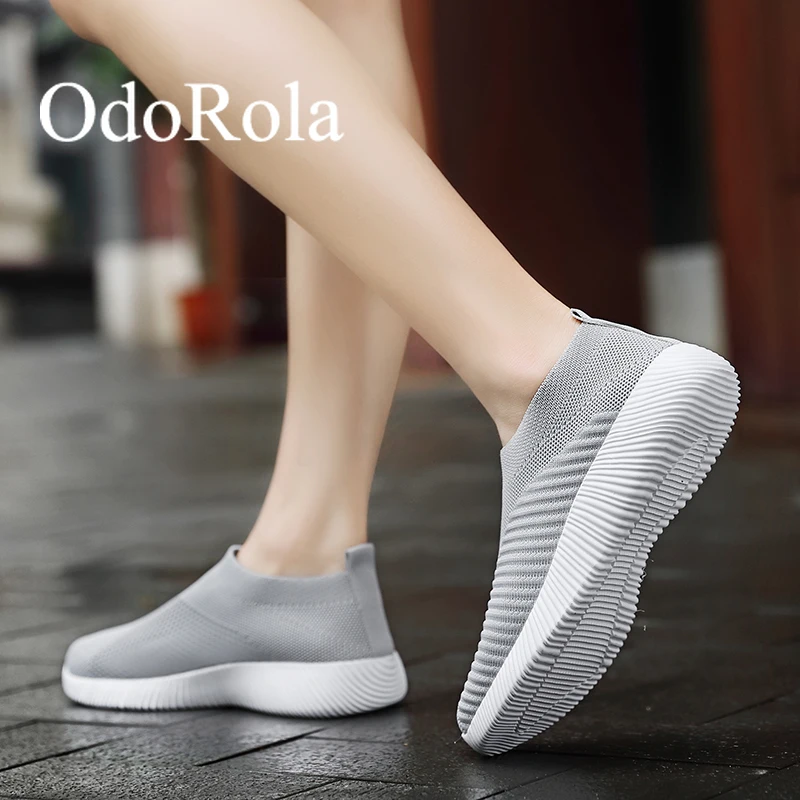 OdoRola/женские кроссовки; женские летние кроссовки без шнуровки на плоской подошве; Лоферы размера плюс; сетчатая обувь; повседневная спортивная обувь для ходьбы