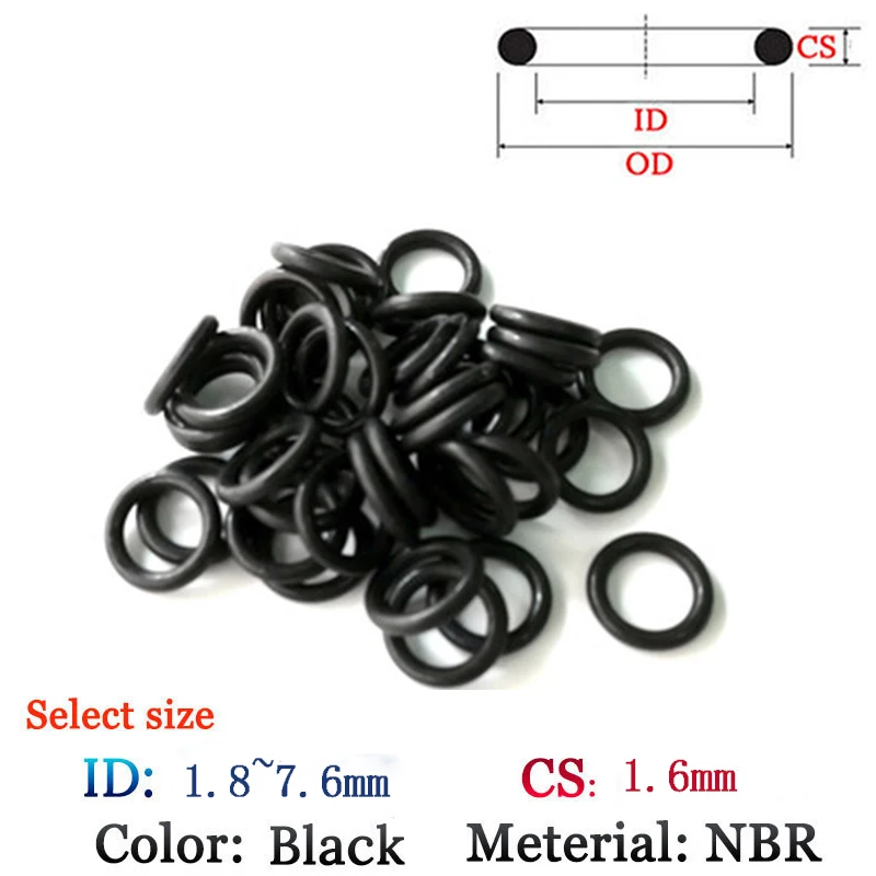 

CS 1.6mm Rubber O-Ring 10pcs Washer Seals Plastic gasket Silicone ring film oil and water seal gasket viton NBR material Ring