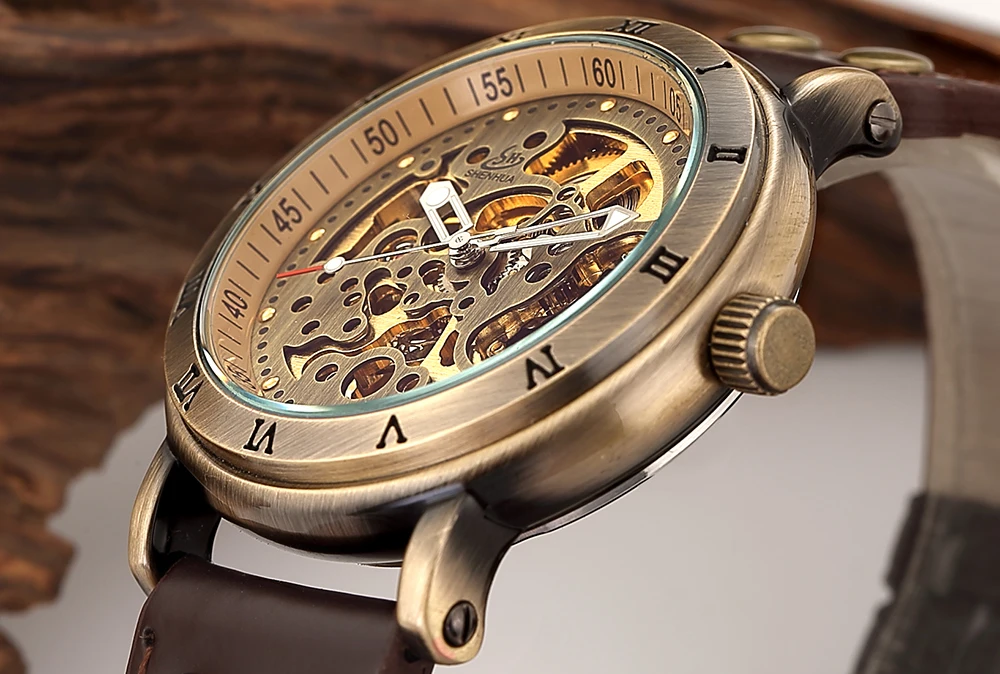 mechanical skeleton watch men-case