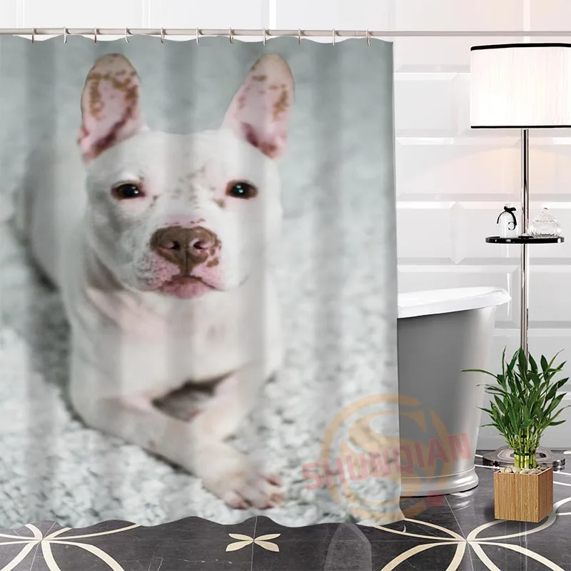 Лучшие красивые пользовательские милые собаки занавески для душа занавес для ванной шторы для ванной из водонепроницаемой ткани больше размеров LQ#9 - Цвет: Белый