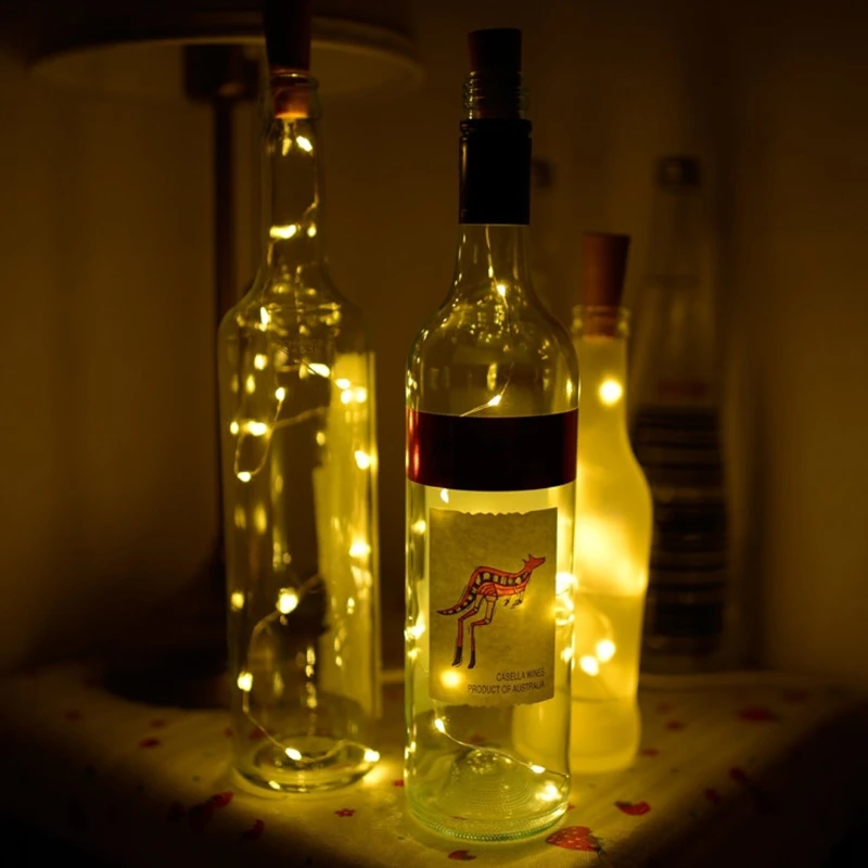 

HNOCHOIGE 1.4m 15 LED Copper Wire String Light Bottle Stopper Cork Lamp Xmas Wedding Decor Party