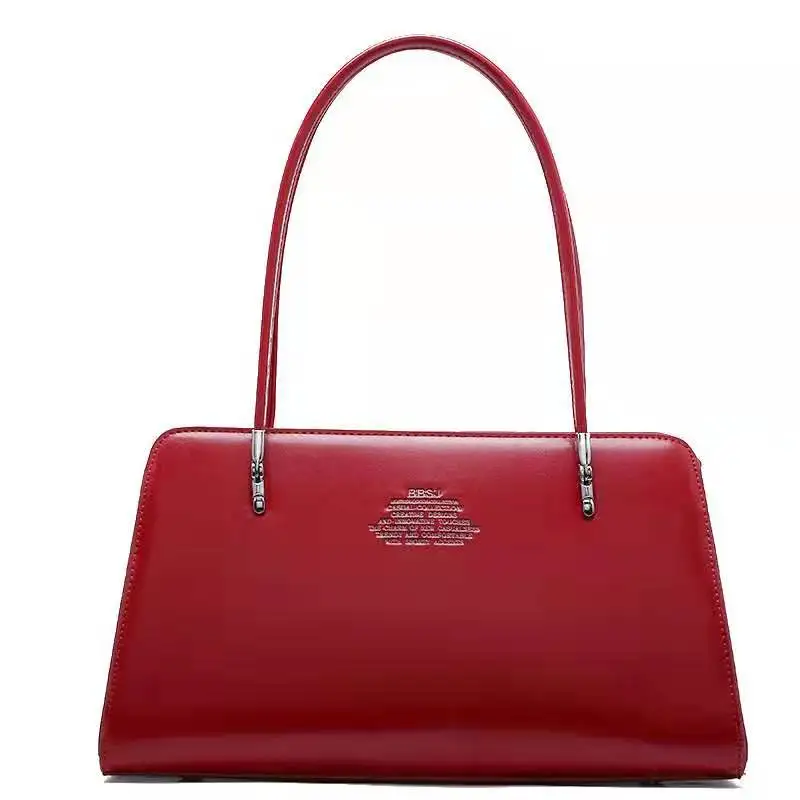 Элегантная модная женская сумка \ сумки кожаные простые женские OL Tote женская брендовая сумка через плечо Свадебная сумка 7963 - Цвет: Красный