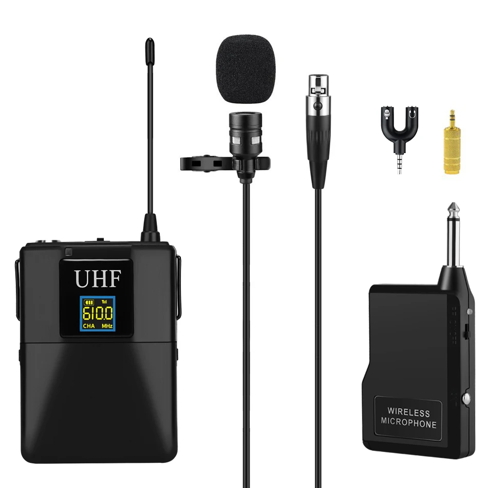 

KEPHE 65-Channel UHF Wireless Lavalier Lapel Microphone System with Bodypack Transmitter, Mini Lapel Mic & Portable Receiver