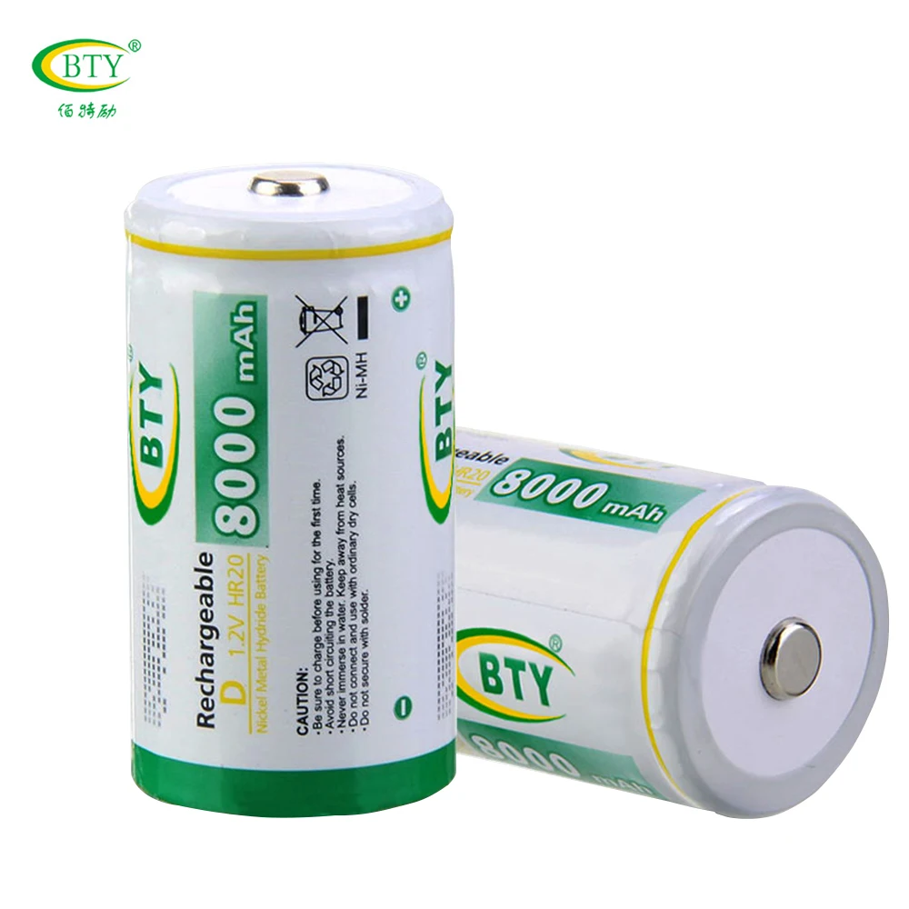BTY 8000 мАч NIMH размер D аккумуляторная батарея HR20 батареи 1 2 в Ni MH HR 20 Тип D|rechargeable battery|