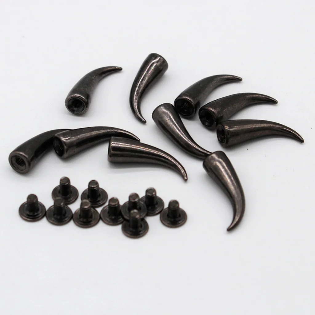 fityle 10 Sets 25mm Curved Cone Metal Studs Rivet for DIY Bag Clothes Shoes Leathercrafts Decoration