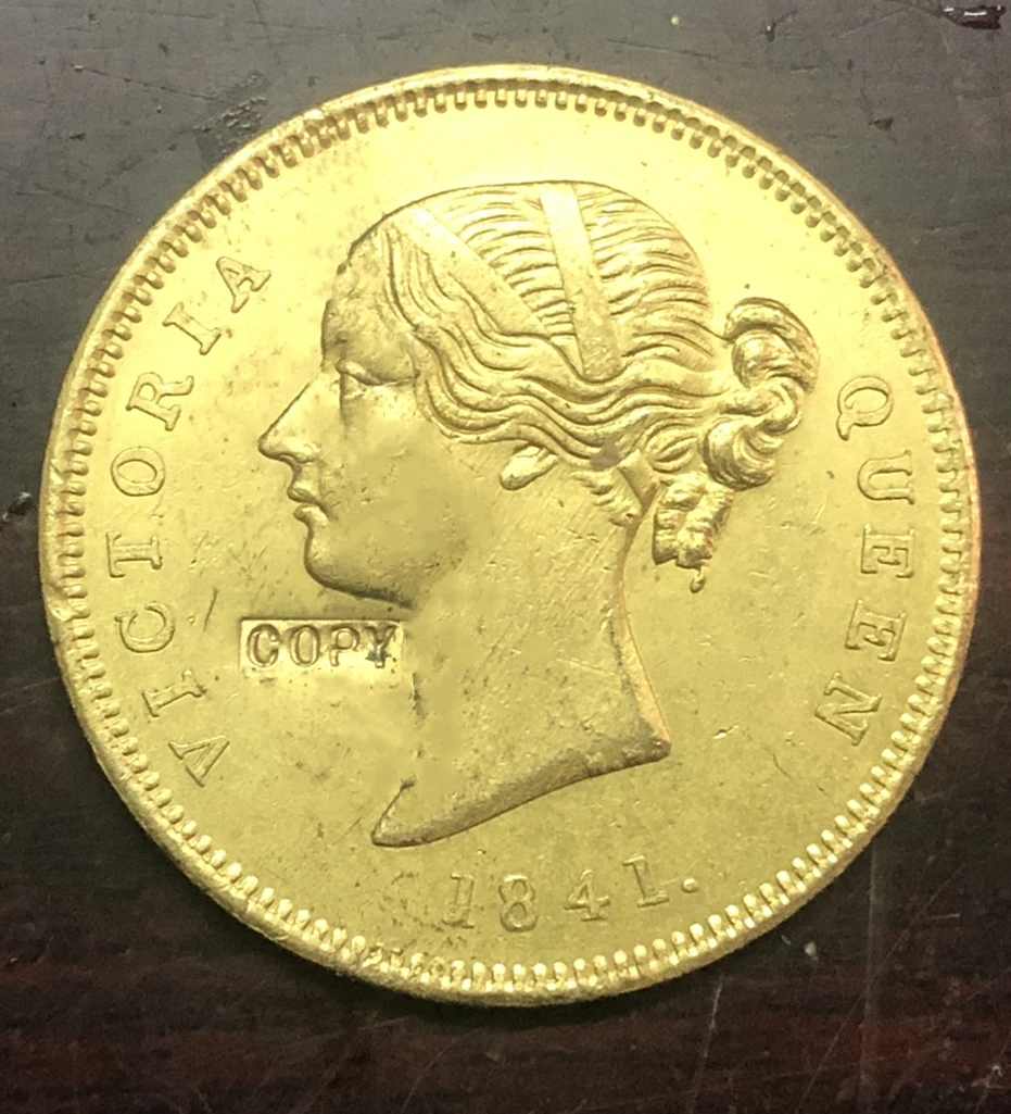 1841 Indian-British 1 Mohur - Victoria .9999 pure Gold Plated Copy Coin | Дом и сад