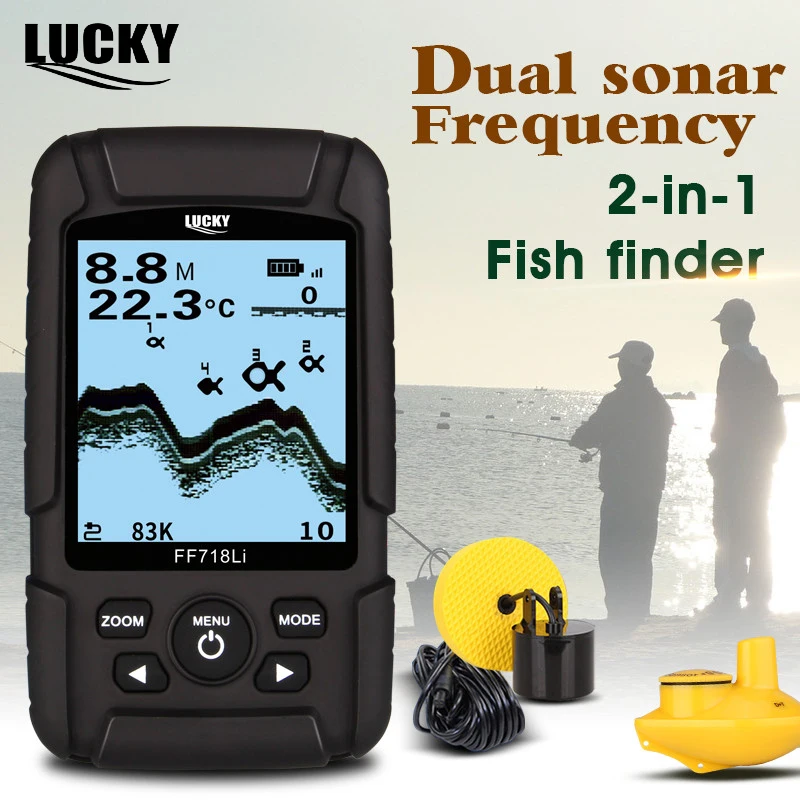 

FF718LiD Fish Finder Dual Sonar Frequency 200KHz83KHz 100M Detection Muti-language Depth Detector Waterproof Fishfinder Pesca