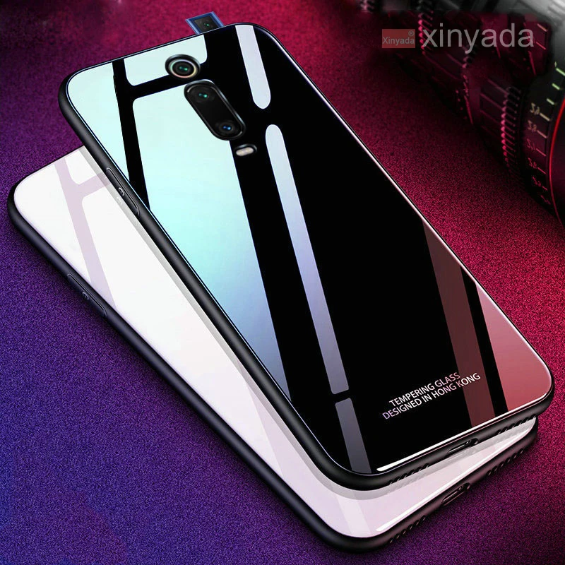 

Glass Case For Xiaomi Redmi K20 Pro Mi 9T Pro Mi9T K20 Cover Case luxury Bumper soft Silicone edge Shell coque funda