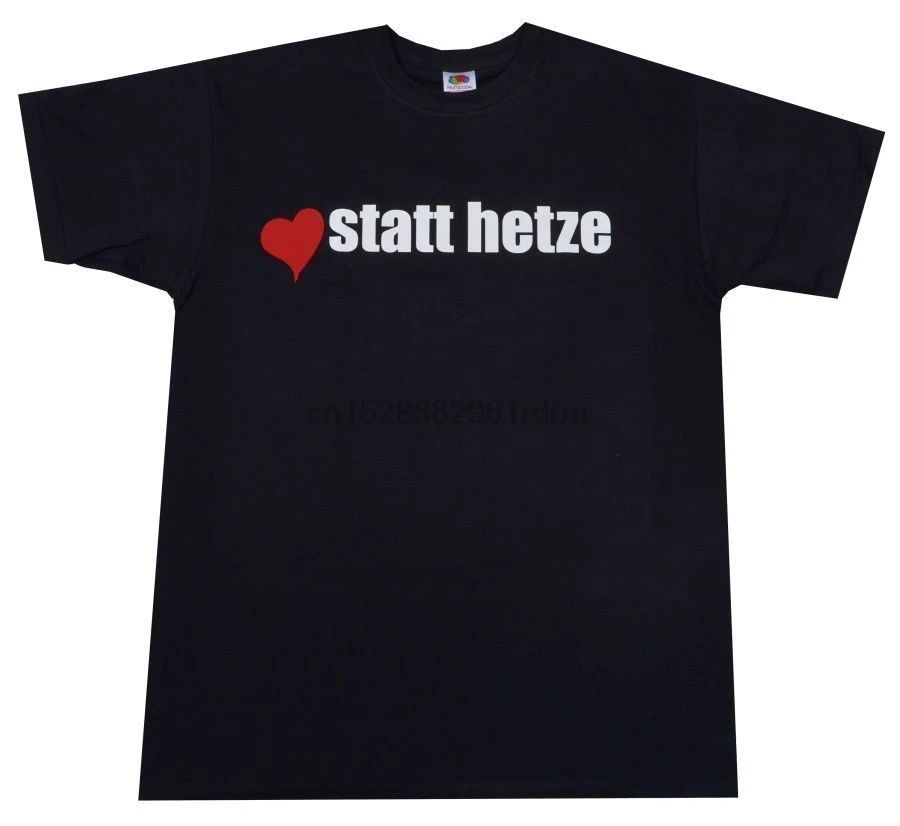 Мода 2019 года сезон лето футболка Herz statt Hetze schwarz S 5XL advisiers Добро пожаловать Gegen Nazis FCK