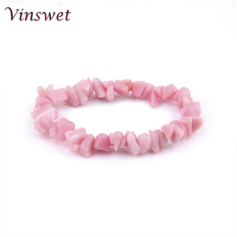

Vinswet Pink Quart Crystal Chips Bracelet Energy Healing Chakra Bracelets & Bangles Yoga Balance Beads Reiki Prayer Bracelets