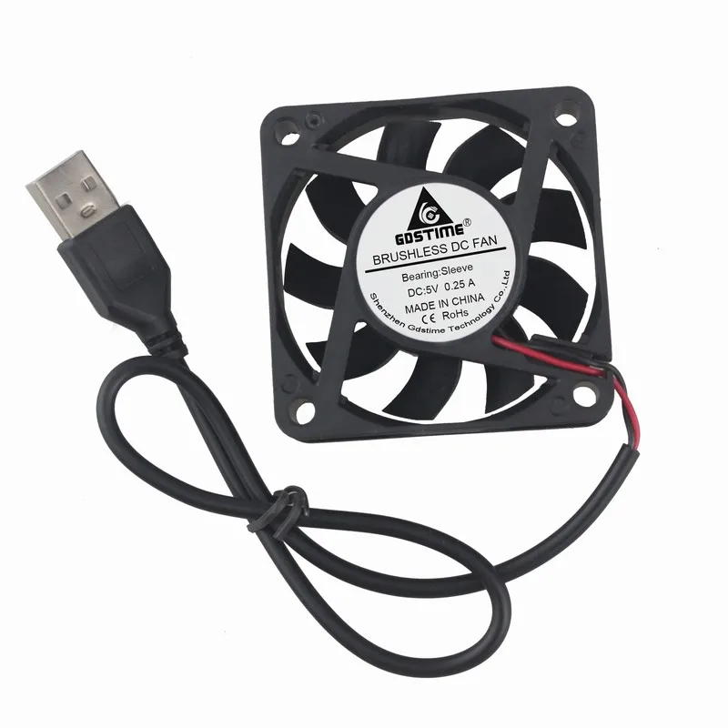 2 шт. Gdstime 60 мм 5 в USB питание 6 см 60x60x15 6015 бесщеточный DC компьютер CPU чехол Вентилятор