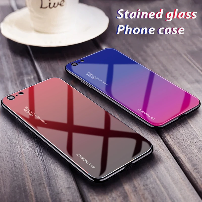 

Tempered Glass Case For iPhone 8 7 6s 6 Plus 7Plus 8Plus Gradient Color Cover For iPhone XR XS Max X 10 Phone Cases Coque Capa