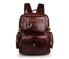 Nesitu Vintage Red Brown Genuine Leather Lady Women Backpacks Cowhide Teenagers Girl Backpack Travel Bags #M7042