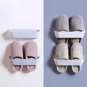 

1/2/5pcs Plastic Shoes Hanger Wall-Mounted Non-Drill Slippers Storage Stand TB Sale