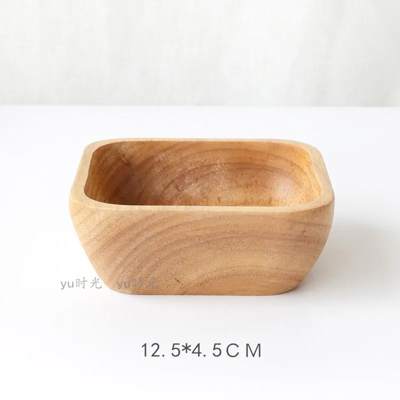 12.5X4.5CM Деревянная чаша в японском стиле, Большая деревянная чаша для детей, десертная чаша, большая посуда - Цвет: 12.5X4.5CM