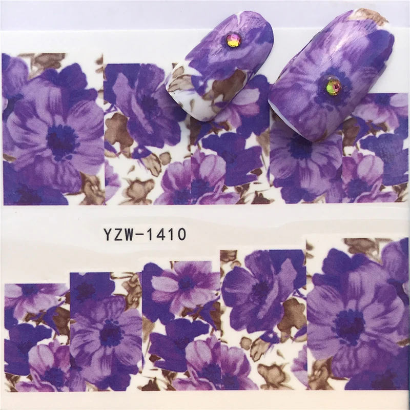

1 Sheet Purple Flower/Stars / Flowers / Grass Styels Nail Decals Art Colorful Full Wraps for Nail Sticker Water Tips