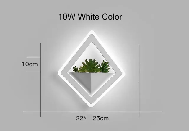 Белые современные светодиодные Настенные светильники для прикроватной спальни/столовой/туалета, украшения с растением, светодиодные настенные лампы, украшение дома - Цвет абажура: Square style