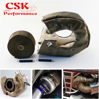 

Titanium T6 Turbo Heat Shield Blanket Cover +30FT Downpipe Header Wrap Tape T 6