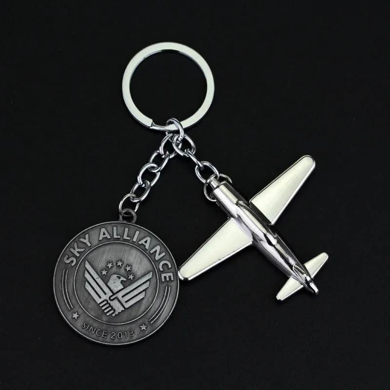 Dongsheng US Airlines модель брелок Boeing Модель брелок круглая монета буква Sky Alliance Воздушный самолет Aircrafe keychain-50 - Цвет: sliver