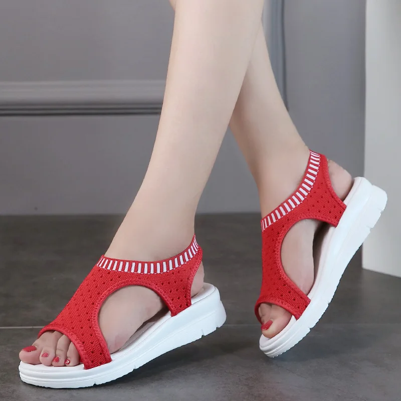 

POLALI Women Sandals 2019 New Female Shoes Woman Summer Wedge Comfortable Sandals Ladies Slip-on Flat Sandals Women Sandalias