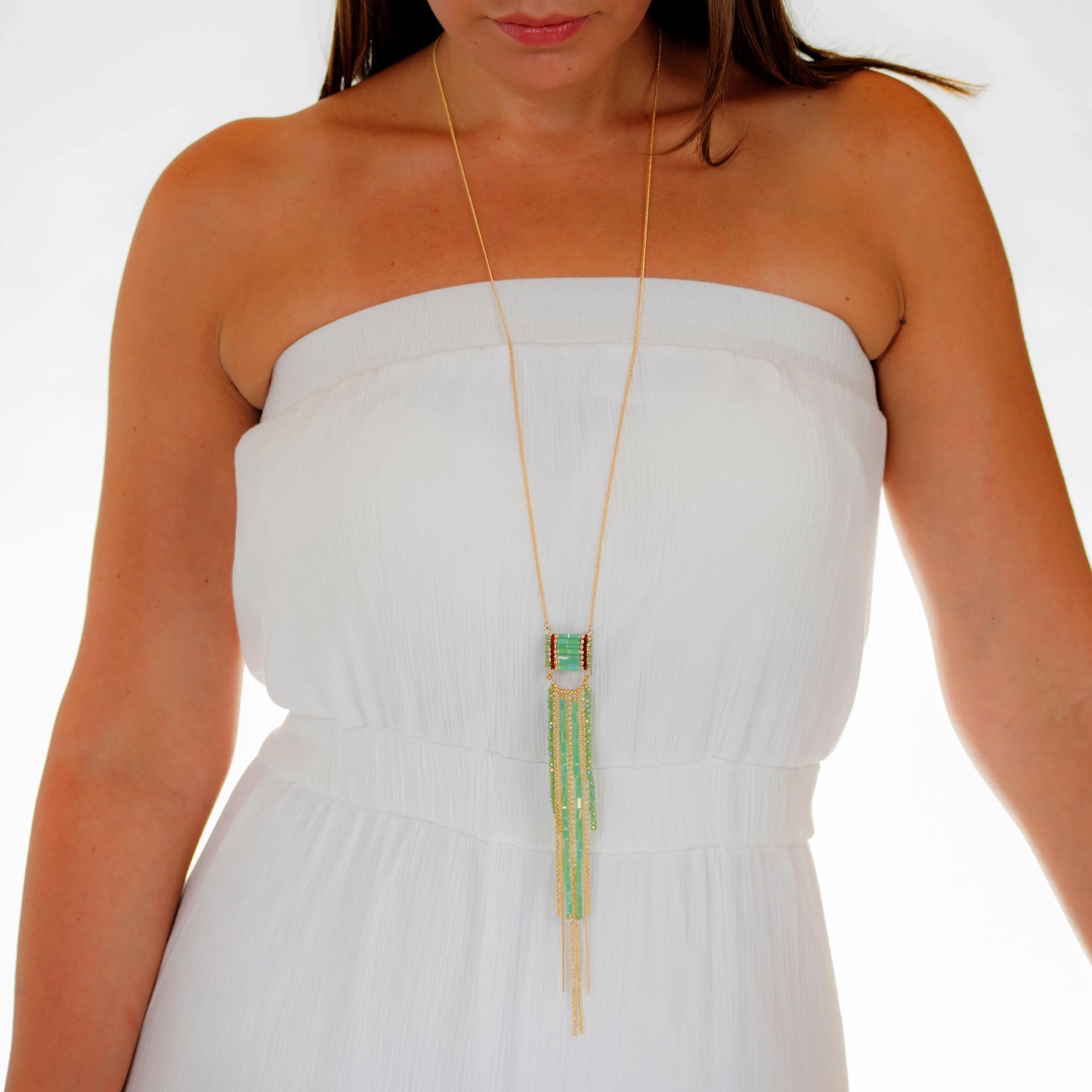 Tribal Faceted Bugle Bead Long Necklace (3)