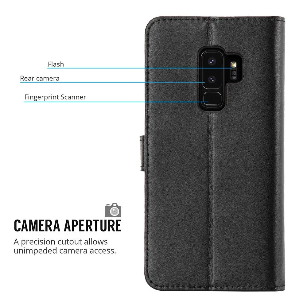 Genuine Leather Wallet Card Slot Flip Case Cover For Samsung Galaxy S9 S9 Plus Phone Bag Pouch Capa With Kickstand Coque For S9 5