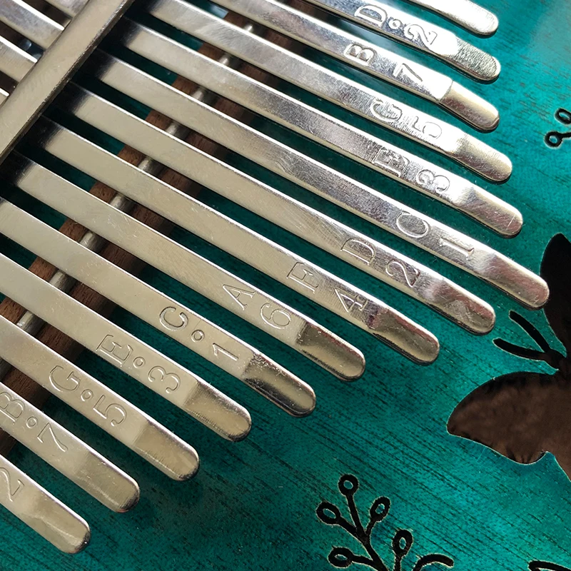  17Keys kalimba Pattern Acoustic Kalimba Thumb Piano Mbira Solid Wood Keyboard Xmas Gift Toy Set Blu