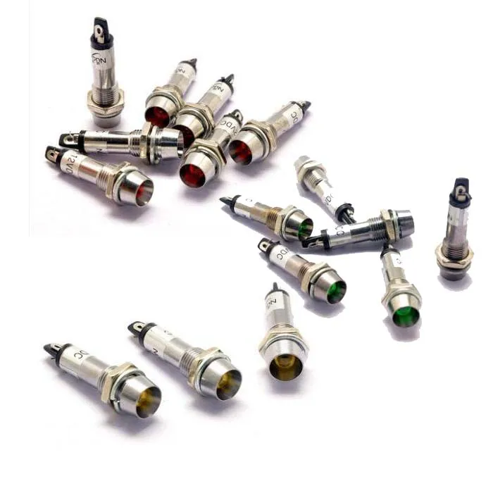 

5 Pcs XD8-1 DC12V/DC24V/AC220V 8mm Thread Red/Yellow/Green Bulb Power Signal Indicator Pilot Light Lamp
