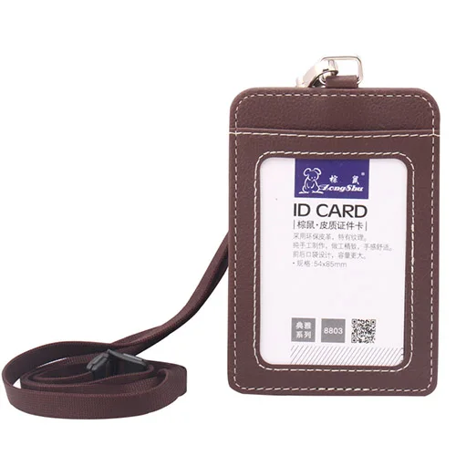 Прозрачный дизайнерский мужской ремешок для id porte, держатель для бейджа, качественная искусственная кожа, нагрудный чехол для id карт, чехол для бизнеса - Цвет: vertical brown
