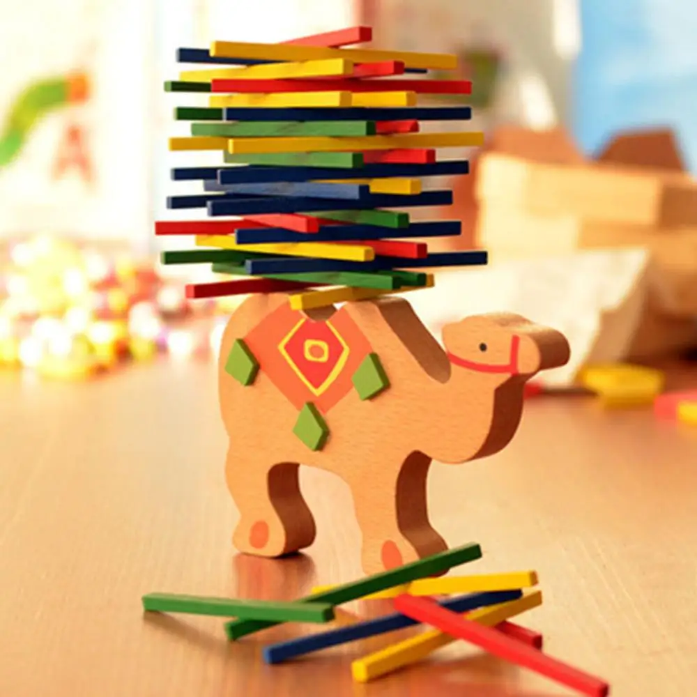 Балансировочные деревянные математические игрушки милые Мультяшные животные Обучающие верблюд, слон игра Деревянный Баланс Монтессори игрушки детские математические дети забавные - Цвет: camel