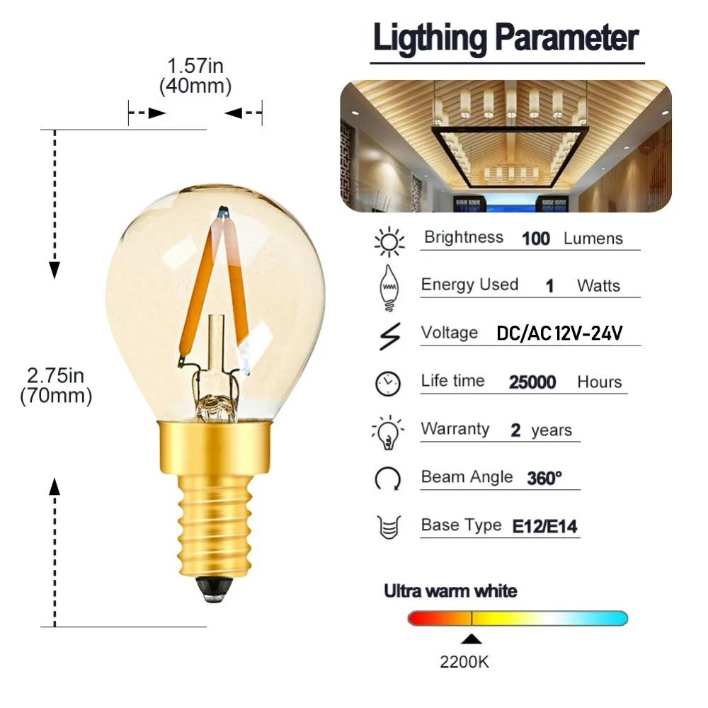 Ampoule LED douille E12, ampoules de rechange Brimax G40, pack de 6, 1 W =  10 W ampoules LED, 100 lM lampes LED claires vintag[827] - Cdiscount Maison