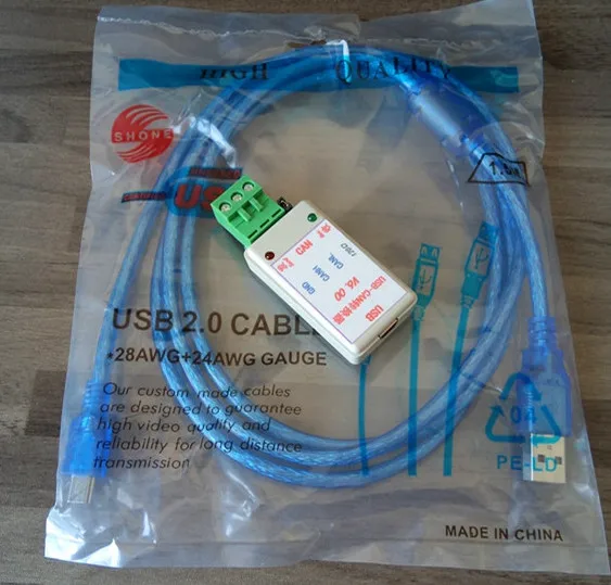 Free shipping 1pcs/lot USB-CAN USB to CAN Bus Converter Adapter + USB Cable цена Free shipping 1pcs/lot USB-CAN USB to CAN Bus Converter Adapter + USB Cable цены онлайн